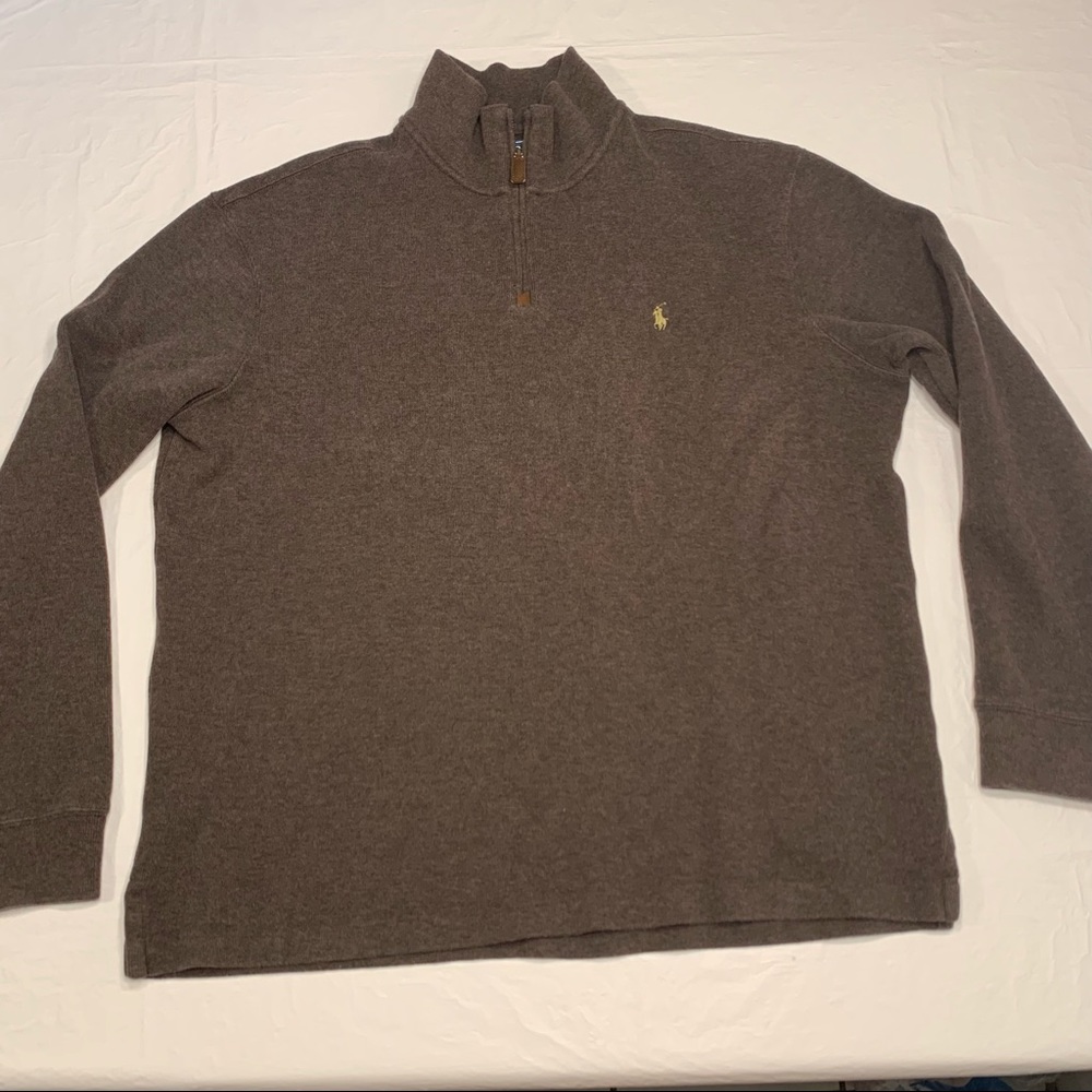 Polo Ralph Lauren Brown 1/4 Zip Cotton Long Sleeve Pullover Sweater Men’s XL